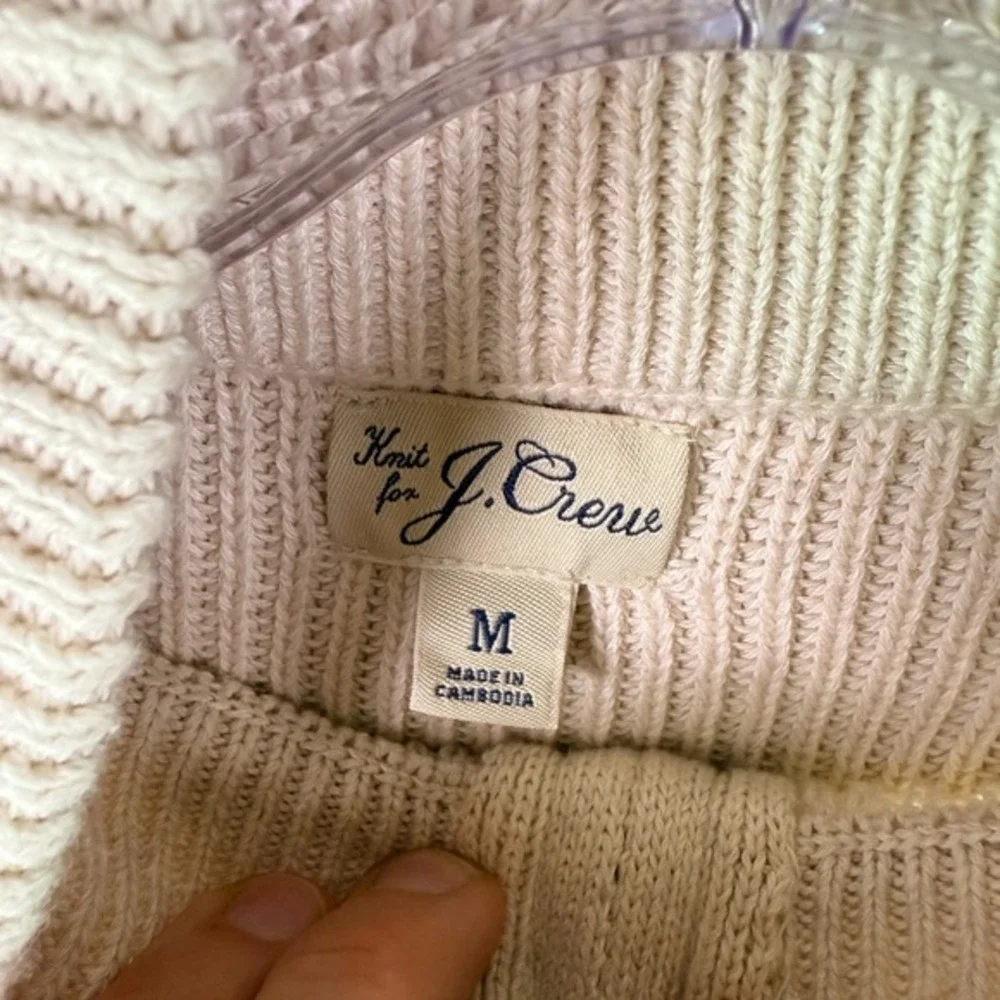 Knit for J. Crew Men's Chunky Ribbed Knit Sweater White 1/4 Zip Mock Neck‎ M